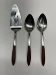 3PC Epic EPS15 Stainless Japan Brown Handle At Tip Serving Spoons + Pie Server. Fixed Price $18.00.