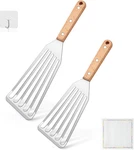 2 Pack Stainless Steel Spatula With Wooden Handle, Flexible Fish Perfect. Fixed Price $9.86.