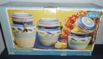 Gibson Kitchen & Storage Ceramic Canister Set-three Piece Water Leaves-in Box. Fixed Price $99.99.