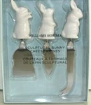 New In Box Williams Sonoma 3 Pc Set Sculptural Bunny Cheese Knives. Fixed Price $55.00.