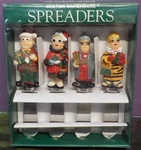 Boston Warehouse Cheese Spreader Festive Holiday Folk Art Set Of 4 Old People. Fixed Price $12.29.