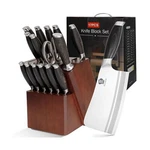 Wildmok Kitchen Knife Block Set, 17-PIECE With Wooden German .... Fixed Price $367.29.