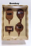 Bombay 2.75" Wood Cheese Markers Set 4 Soft/hard/mild/sharp In Brass Metal. Fixed Price $10.00.