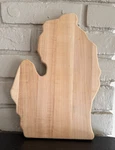 Michigan-shaped Maple Wood Cutting Board. Fixed Price $14.00.