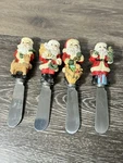 Boston Warehouse Vintage Spreaders Cheese Knives Christmas Santa Presents SET-4. Fixed Price $10.50.