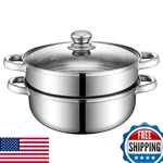 Steamer Pot 11.9" 2-TIER 304 Stainless Steel Induction Cooktop Safe. Fixed Price $81.15.