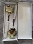 Nib Godinger Marble 2 Piece Stainless Steel Salad Servers Set. Fixed Price $40.00.