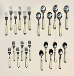 Jean Dubost Inox 24-PIECE Flatware-ivory-table/tea Spoons Salad/dinner Forks. Fixed Price $184.99.