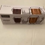 Godinger Dublin Shannon Crystal Mugs W/handle Set 4 12OZ New Box. Fixed Price $34.00.