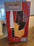 New Cook At Home Cutlery Set 15 Pieces High Quality Stainless Steel Blades Block. Fixed Price $15.99.