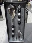 Halloween 2 Piece Beaded Metal Skeleton Salad Tossers Serving Set W/ Skull New!. Fixed Price $37.99.