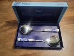 Spode Blue Italian Ss Salad Servers W/porcelain Handle #BLI1107-X. Fixed Price $40.00.