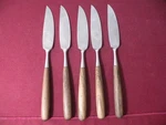 Set Of 5 Lauffer Palisander Norway Steak Knives Wood Handles Knife 3/8". Fixed Price $110.29.