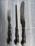 Antique Victorian Sheffield Silver Plate Carving Set Handles Knife Fork Steel. Fixed Price $69.99.