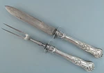 Gorham Sterling Silver Carving Set 2 Piece Knife And Fork New Queens Pattern. Fixed Price $139.00.