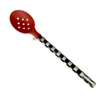 Mackenzie-childs Enamel Courtly Check Large Red Slotted Spoon 13" Long New. Fixed Price $40.00.