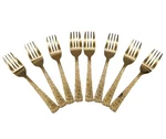 Vtg Cellini Romanesque Set Of 8 Gold Plated Flatware Salad Forks Japan. Fixed Price $32.00.