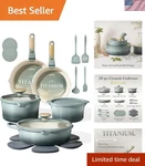 20PCS Titanium Cookware Set, Pots And Pans Non Stick, Kitchen Cooking Set.... Fixed Price $203.35.