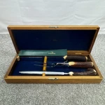 Vintage Case Xx Stainless 3-PIECE Stag Handle Carving Knife Set Wood Box. Fixed Price $104.92.