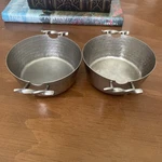 Tervy By Classic Touch 2 Small Twisted Hammered Nickel Footed Bowls. Fixed Price $22.50.