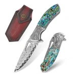 Knovatet Damascus Pocket Knife Sheath Handmade Forged 3.35 VG10 Steel. Fixed Price $83.35.