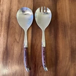 Laguiole French Home Serving Salad Set Wooden Handle France 2 Bees On Top. Fixed Price $23.50.