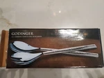 Godinger Occasions 2 Piece Salad Server Set 10.5 Fork & Spoon Nib Hammered Steel. Fixed Price $44.99.