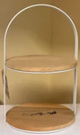 Dolly Parton 2 Tier Server Serving Tray New W/ Tag White Metal & Wood. Fixed Price $21.50.