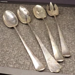 Large 14" Reed & Barton, Sg England, Gerity Silver Plate Serving Spoon Fork Set. Fixed Price $19.99.