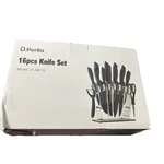 Knife Set, D.perlla 16 Pieces Black Kitchen With Acrylic Stand. Fixed Price $35.95.
