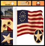 1776 Tea-stained American Flag 3X5 Ft Embroidered 420D Polyester Durable Bra. Fixed Price $51.99.