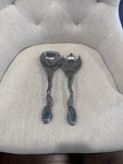 Vintage Arthur Court Magnolia Floral Salad Servers Spoons 11"-SIGNED 2001. Fixed Price $25.00.