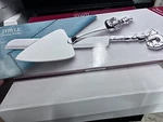New Towle Holiday Wishes Two Piece Dessert Serving Set, Santa And Christmas Tree. Fixed Price $22.99.