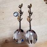 Demdaco Metal Twig Leaf Serving Spoon Fork Salads Set. Fixed Price $45.00.
