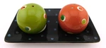 Polka Dot Ceramic Salt Pepper Shakers Set Retro Ball With Tray Kitchen Decor. Fixed Price $15.99.