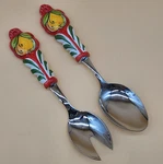 Eme 18/10 Made Italy Ceramic Pottery Serving Cutlery Salad Server Spoon Fork. Fixed Price $39.95.