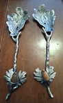 Pair Aluminum Wood Oak Leaf Acorn Salad Servers Serving Set 11" Michael Aram?. Fixed Price $24.00.