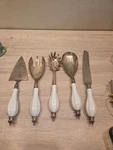 Godinger Vintage Hostess 5 Pc Serving Set-silver Plated With Porcelain Handles. Fixed Price $10.88.