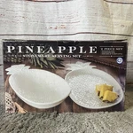 Stoneware 2PC Serving Set White Embossed Pineapple Bowl & Platter Open Box. Fixed Price $36.00.