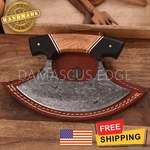 Handmade Damascus Steel Ulu Knife Custom Rocker Blade Pizza Cutter. Fixed Price $39.10.