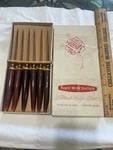 Regent Sheffield England 6 Pcs Steak Knife Set Box Mcm Vtg Bakelite Free Shippin. Fixed Price $20.00.