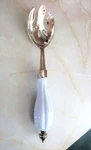 Godinger Silver-plated Pasta & Spaghetti Server, Porcelain Handle, 10-1/2", Euc. Fixed Price $17.86.