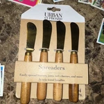 Urban Cupboard Set Of 4 Spreaders Stainless Steel Gold Tone W/acai Wood Handles. Fixed Price $12.00.