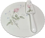 Mikasa Cake Plate Server Set April Rose Bone China B2053. Fixed Price $24.52.