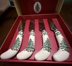 Spode Christmas Tree Butter Spreaders Set Of 4 Stainless Steel Porcelain Nib. Fixed Price $28.50.