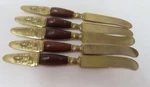 Vintage 5 Pc Brass & Wooden Knife Spreader Set Flatware Thailand Samran. Fixed Price $15.00.