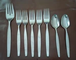 Oneida Community Frostfire Dinner Forks Stainless & Teaspoons Lot 8 Pc. Fixed Price $49.99.