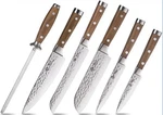 Bgt 6PCS Damascus Kitchen Knife Set, VG-10 Steel W/ Roll Bag. Fixed Price $33.74.