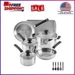 Farberware Suresteel 14 Pcs Stainless Cookware Set Includes Baking Pan And. Fixed Price $77.08.