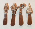 Set Of 4 Silver Tone Stainless Steel Christmas Holiday Spreaders Dip. Fixed Price $22.93.